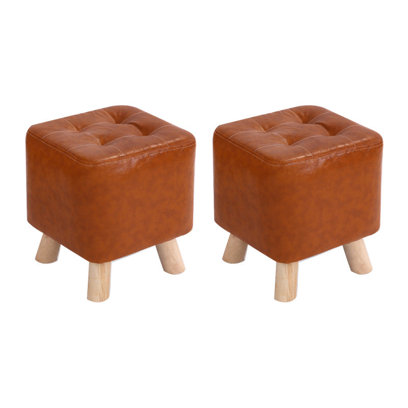 Water Resistant Pouf Tufted Whole Colored Square Faux Leather Pouf Stool 11"L x 11"W x 12"H Amber 2 Piece Set Clearhalo 'furn' 'furn_ottomans_poufs' 'Furniture' 'Living Room Furniture' 'Ottomans & Poufs' 'ottomans_poufs' 6448198