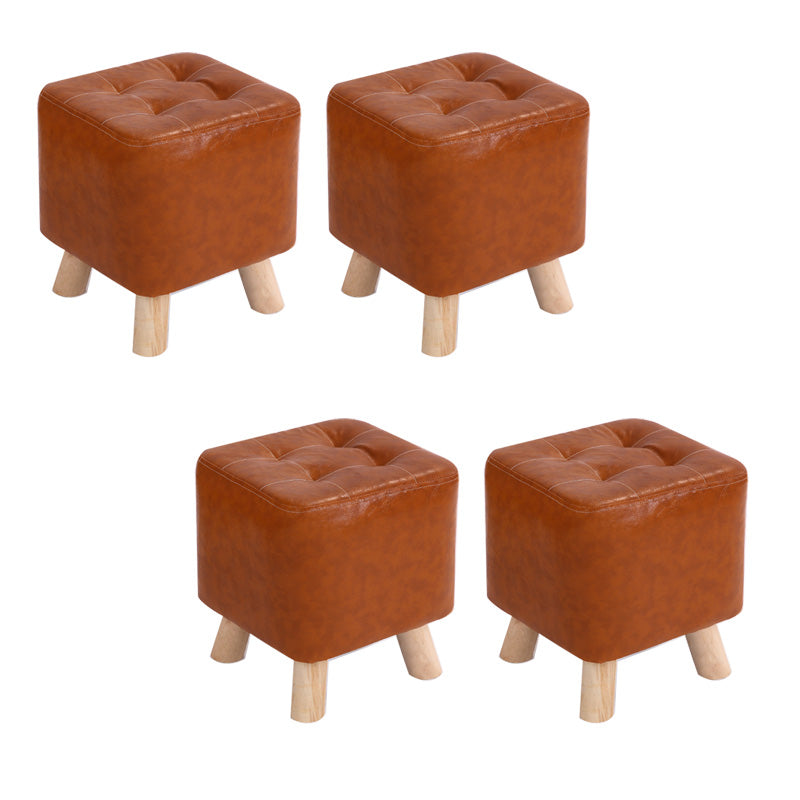 Water Resistant Pouf Tufted Whole Colored Square Faux Leather Pouf Stool 11"L x 11"W x 12"H Amber 4 Piece Set Clearhalo 'furn' 'furn_ottomans_poufs' 'Furniture' 'Living Room Furniture' 'Ottomans & Poufs' 'ottomans_poufs' 6448199