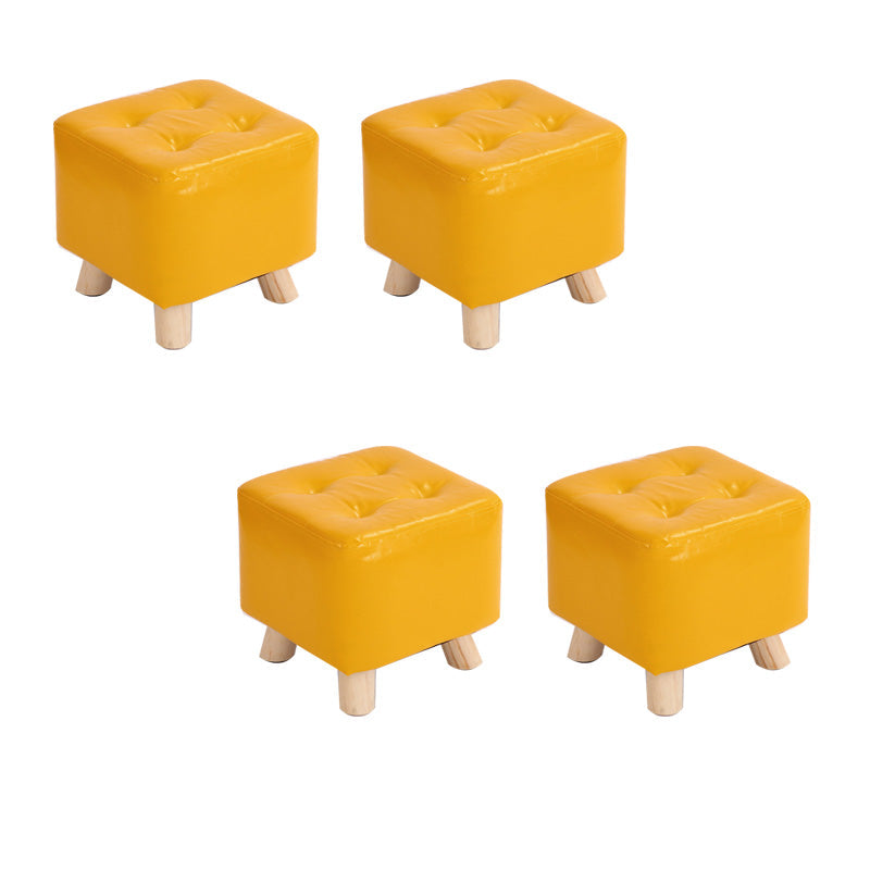 Water Resistant Pouf Tufted Whole Colored Square Faux Leather Pouf Stool 11.4"L x 11.4"W x 9.8"H Yellow 4 Piece Set Clearhalo 'furn' 'furn_ottomans_poufs' 'Furniture' 'Living Room Furniture' 'Ottomans & Poufs' 'ottomans_poufs' 6448202