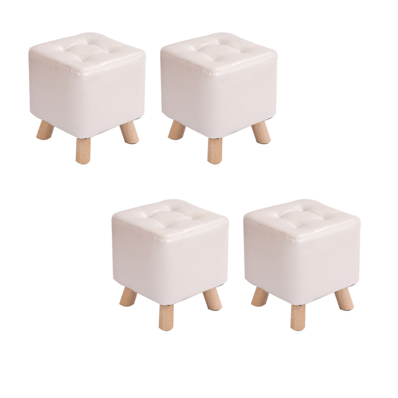 Water Resistant Pouf Tufted Whole Colored Square Faux Leather Pouf Stool 11"L x 11"W x 12"H White 4 Piece Set Clearhalo 'furn' 'furn_ottomans_poufs' 'Furniture' 'Living Room Furniture' 'Ottomans & Poufs' 'ottomans_poufs' 6448205