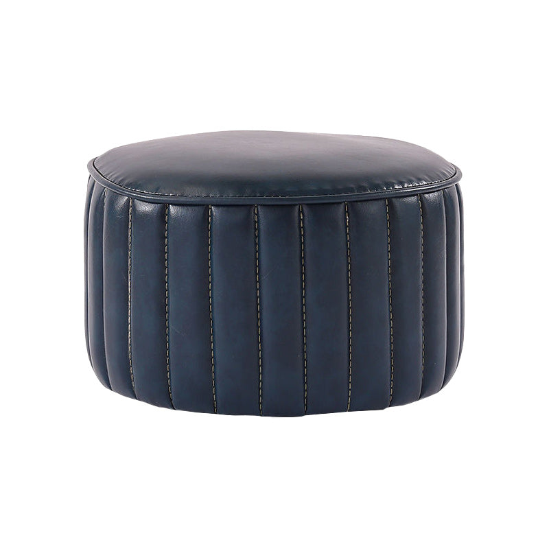 Modern Pouf Ottoman Faux Leather Upholstered Solid Color Cylinder Shape Ottoman Clearhalo 'furn' 'furn_ottomans_poufs' 'Furniture' 'Living Room Furniture' 'Ottomans & Poufs' 'ottomans_poufs' 6448222
