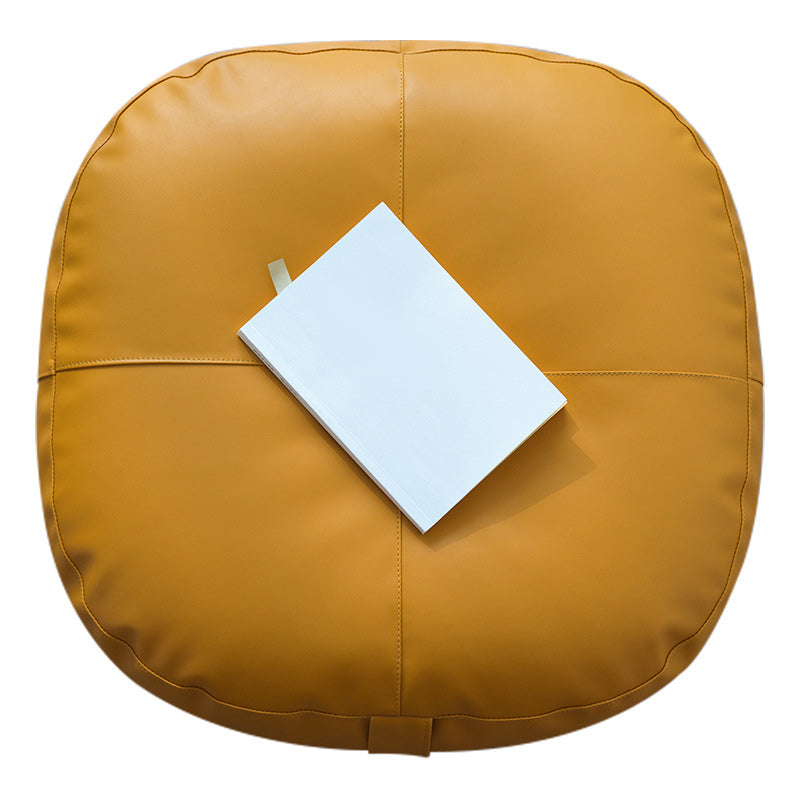 Modern Pouf Ottoman Faux Leather Upholstered Solid Color Square Ottoman Yellow 1 Piece Clearhalo 'furn' 'furn_ottomans_poufs' 'Furniture' 'Living Room Furniture' 'Ottomans & Poufs' 'ottomans_poufs' 6448279