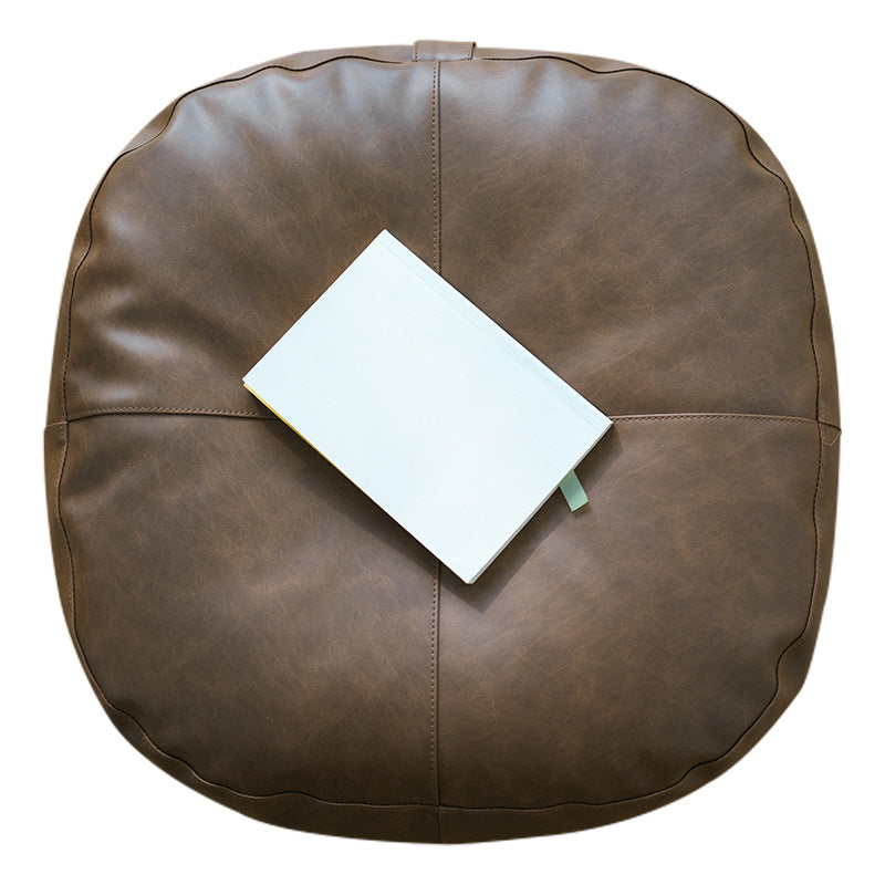 Modern Pouf Ottoman Faux Leather Upholstered Solid Color Square Ottoman Brown 1 Piece Clearhalo 'furn' 'furn_ottomans_poufs' 'Furniture' 'Living Room Furniture' 'Ottomans & Poufs' 'ottomans_poufs' 6448287