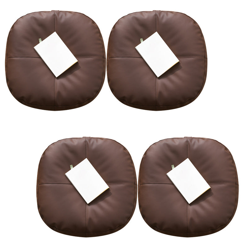 Modern Pouf Ottoman Faux Leather Upholstered Solid Color Square Ottoman Tan 4 Piece Set Clearhalo 'furn' 'furn_ottomans_poufs' 'Furniture' 'Living Room Furniture' 'Ottomans & Poufs' 'ottomans_poufs' 6448295