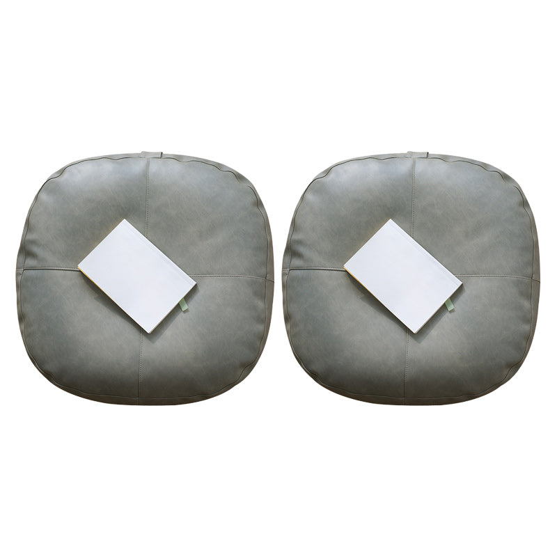 Modern Pouf Ottoman Faux Leather Upholstered Solid Color Square Ottoman Light Gray 2 Piece Set Clearhalo 'furn' 'furn_ottomans_poufs' 'Furniture' 'Living Room Furniture' 'Ottomans & Poufs' 'ottomans_poufs' 6448303