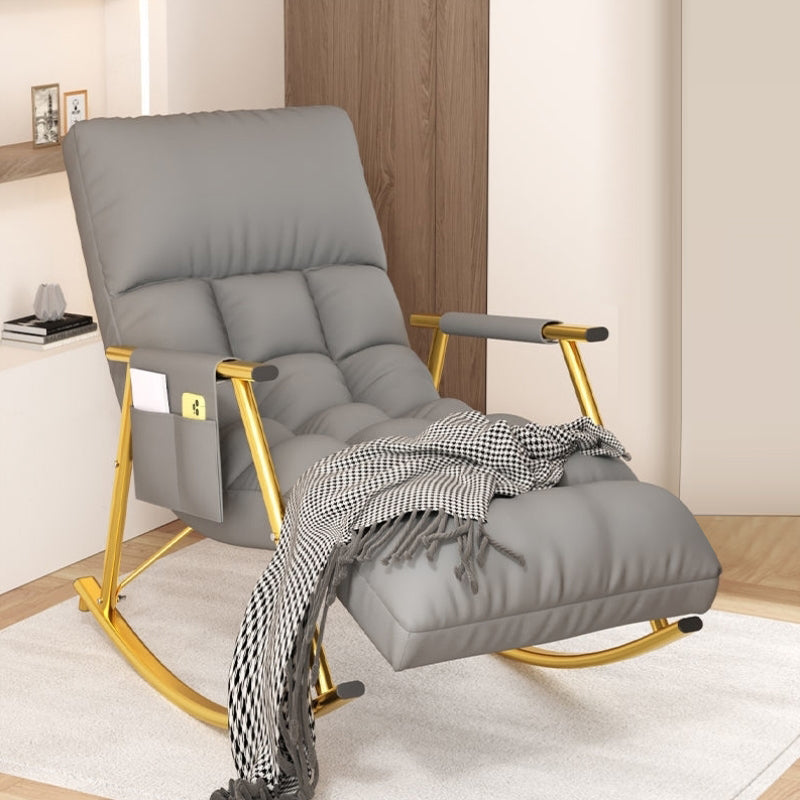 Silla de silla de cojines de estilo moderno silla rockera con marco de metal