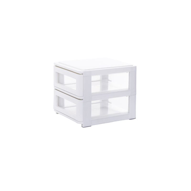 Contemporary Cabinet Plastic Vertical File Cabinet with Drawers 7.6"L x 9.4"W x 7.1"H White-Clear Clearhalo 'Filing Cabinets' 'filling_cabinets' 'furn' 'furn_filling_cabinets' 'Furniture' 'Office Furniture' 6448699