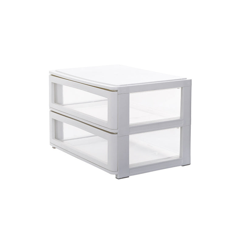 Contemporary Cabinet Plastic Vertical File Cabinet with Drawers 13.3"L x 9.4"W x 8.7"H White-Clear Clearhalo 'Filing Cabinets' 'filling_cabinets' 'furn' 'furn_filling_cabinets' 'Furniture' 'Office Furniture' 6448704