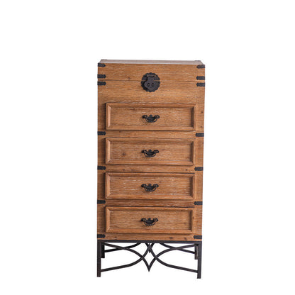 Brown Accent Cabinet Wood and Metal Chest with Storage Drawers 22"L x 16"W x 48"H Clearhalo 'Cabinets & Chests' 'cabinets_chests' 'furn' 'furn_cabinets_chests' 'Furniture' 'Living Room Furniture' 6449378