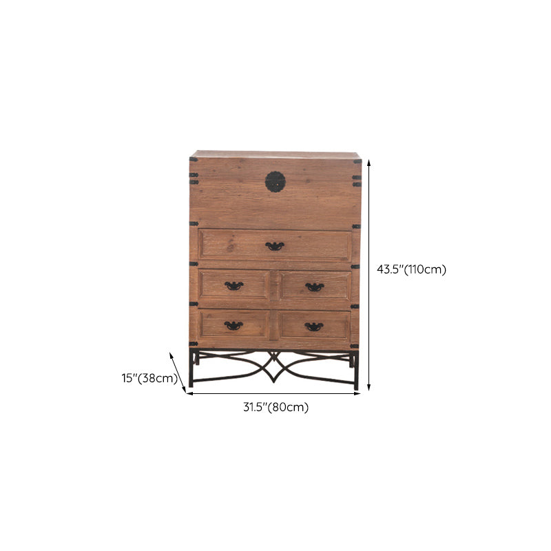 Brown Accent Cabinet Wood and Metal Chest with Storage Drawers Clearhalo 'Cabinets & Chests' 'cabinets_chests' 'furn' 'furn_cabinets_chests' 'Furniture' 'Living Room Furniture' 6449389
