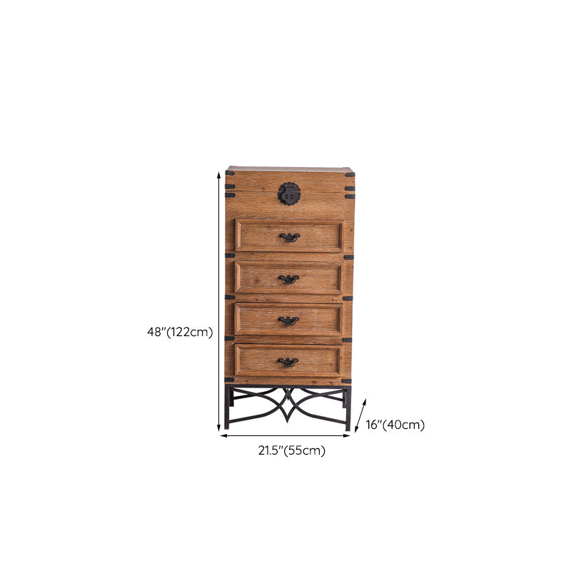 Brown Accent Cabinet Wood and Metal Chest with Storage Drawers Clearhalo 'Cabinets & Chests' 'cabinets_chests' 'furn' 'furn_cabinets_chests' 'Furniture' 'Living Room Furniture' 6449390