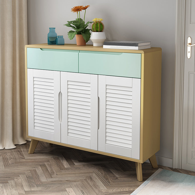 39.37" Tall Gold/Gray Accent Cabinet Rubberwood Cabinet with Drawers Clearhalo 'Cabinets & Chests' 'cabinets_chests' 'furn' 'furn_cabinets_chests' 'Furniture' 'Living Room Furniture' 6449391
