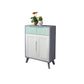 39.37" Tall Gold/Gray Accent Cabinet Rubberwood Cabinet with Drawers 31"L x 14"W x 39"H Grey Clearhalo 'Cabinets & Chests' 'cabinets_chests' 'furn' 'furn_cabinets_chests' 'Furniture' 'Living Room Furniture' 6449393
