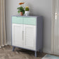 39.37" Tall Gold/Gray Accent Cabinet Rubberwood Cabinet with Drawers Clearhalo 'Cabinets & Chests' 'cabinets_chests' 'furn' 'furn_cabinets_chests' 'Furniture' 'Living Room Furniture' 6449394