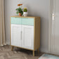 39.37" Tall Gold/Gray Accent Cabinet Rubberwood Cabinet with Drawers Clearhalo 'Cabinets & Chests' 'cabinets_chests' 'furn' 'furn_cabinets_chests' 'Furniture' 'Living Room Furniture' 6449396