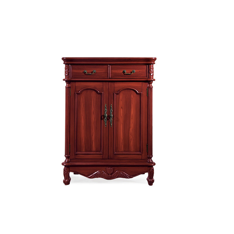 43.7" Tall Rectangular Accent Cabinet 2/3 - Drawer Accent Cabinet - Wood Red Brown 2 Clearhalo 'Cabinets & Chests' 'cabinets_chests' 'furn' 'furn_cabinets_chests' 'Furniture' 'Living Room Furniture' 6449433