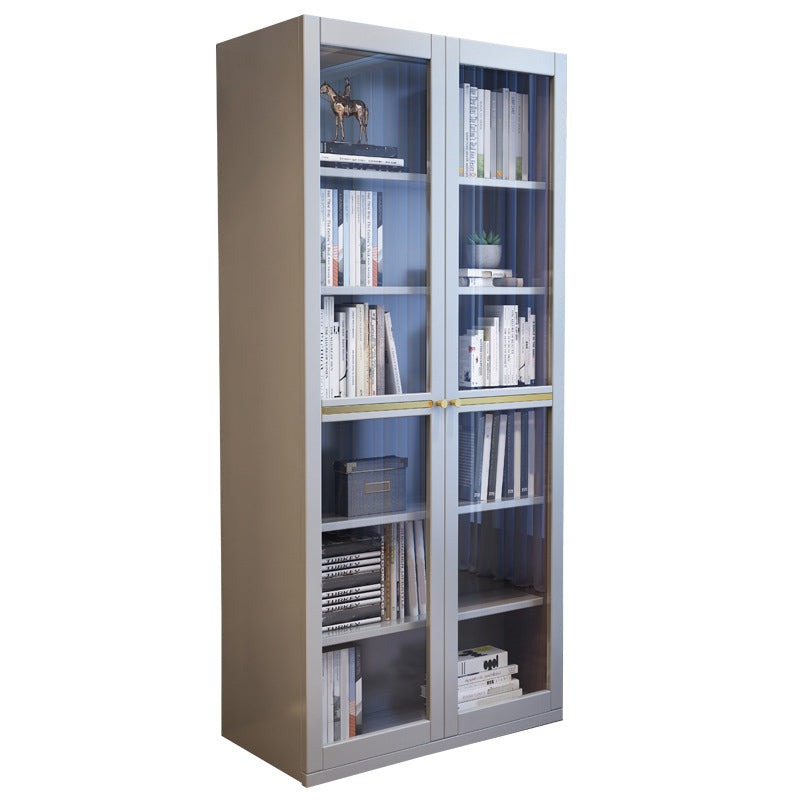 Glass Door Accent Cabinet Rubberwood Cabinet with 2 Doors and 5 Shelves Clearhalo 'Cabinets & Chests' 'cabinets_chests' 'furn' 'furn_cabinets_chests' 'Furniture' 'Living Room Furniture' 6449478