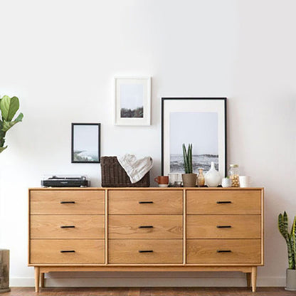 Modern Chest Rectangle 9 - Drawer Bar Pulls Solid Wood Straight Legs Accent Chest Cherry Clearhalo 'Cabinets & Chests' 'cabinets_chests' 'furn' 'furn_cabinets_chests' 'Furniture' 'Living Room Furniture' 6449490