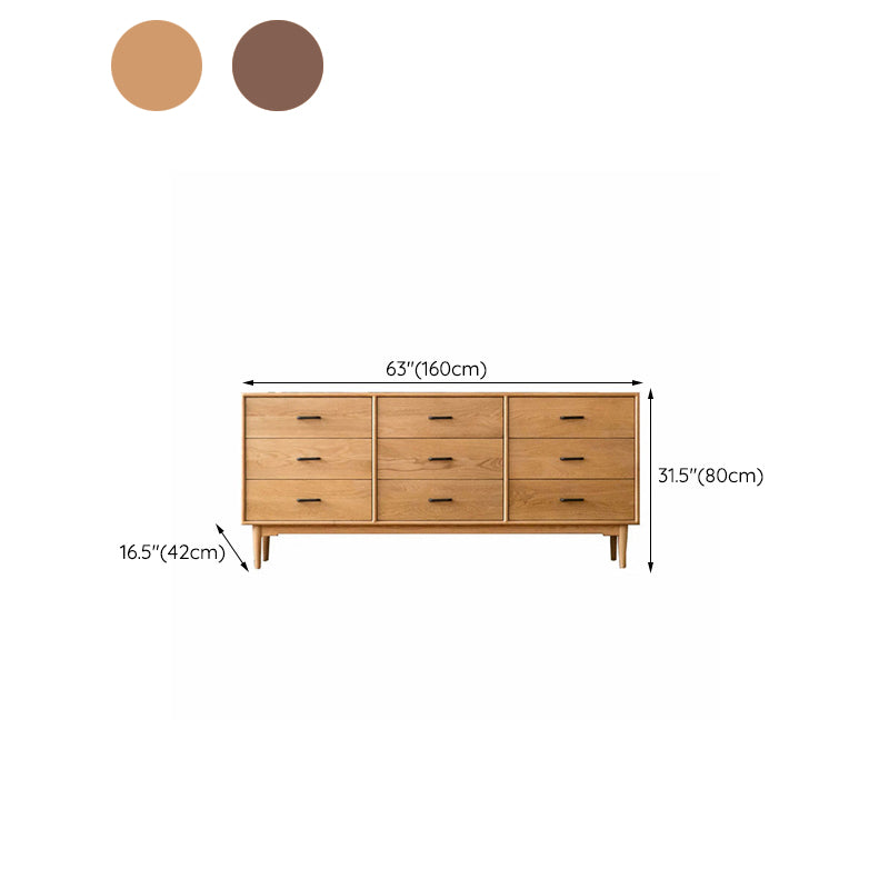 Modern Chest Rectangle 9 - Drawer Bar Pulls Solid Wood Straight Legs Accent Chest Clearhalo 'Cabinets & Chests' 'cabinets_chests' 'furn' 'furn_cabinets_chests' 'Furniture' 'Living Room Furniture' 6449498