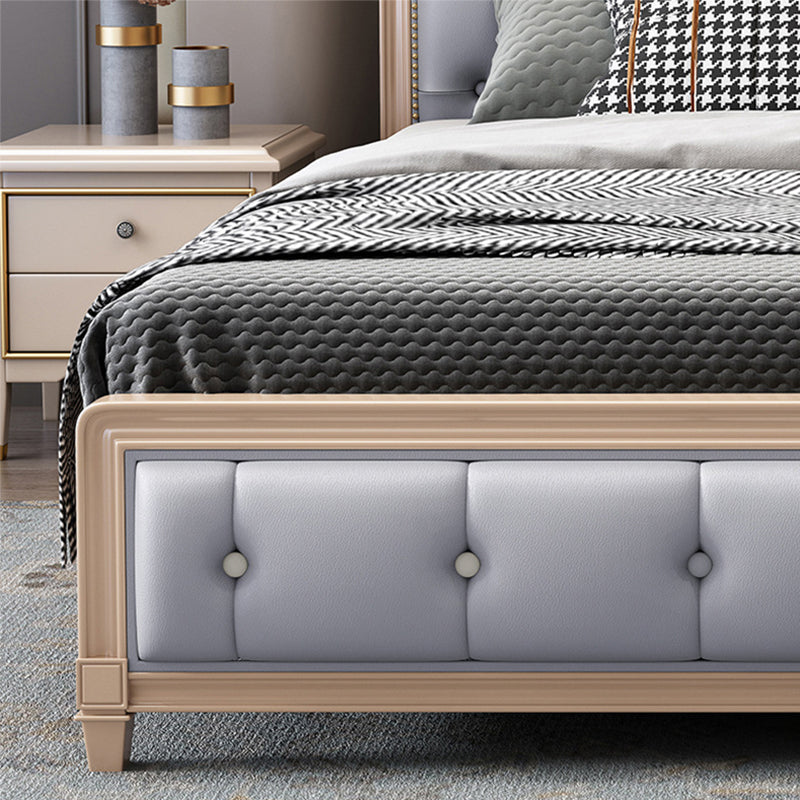 Cama de panel tapizada con mechones con moldura de cabezal de uña marco de cama de madera maciza victoriana