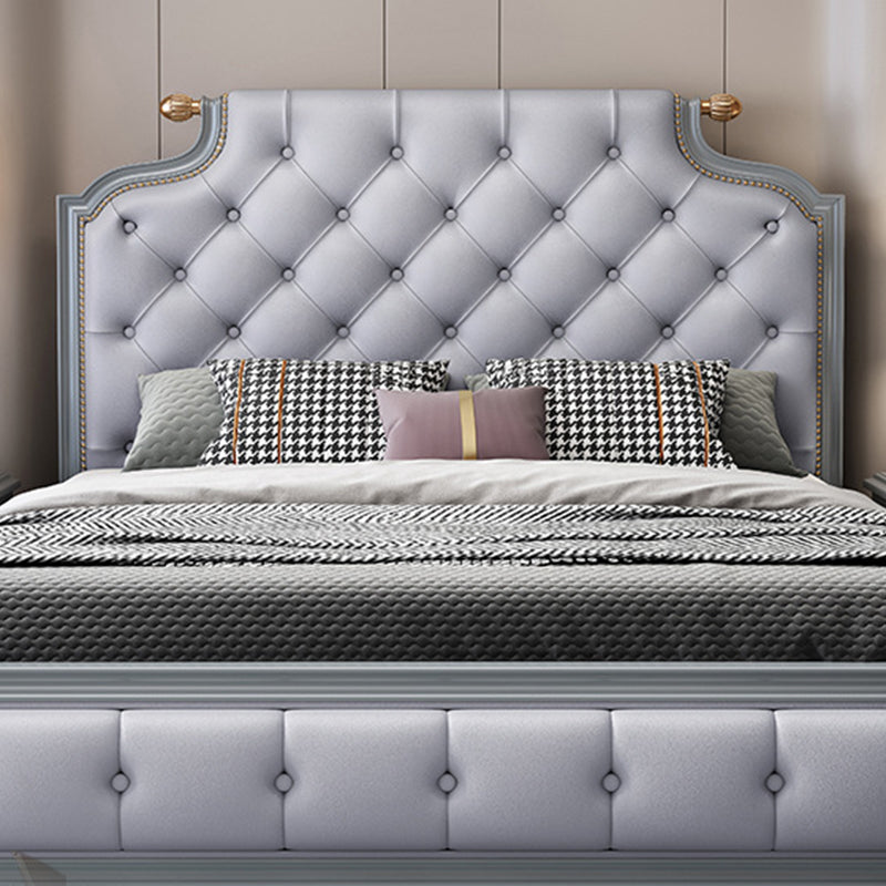 Cama de panel tapizada con mechones con moldura de cabezal de uña marco de cama de madera maciza victoriana