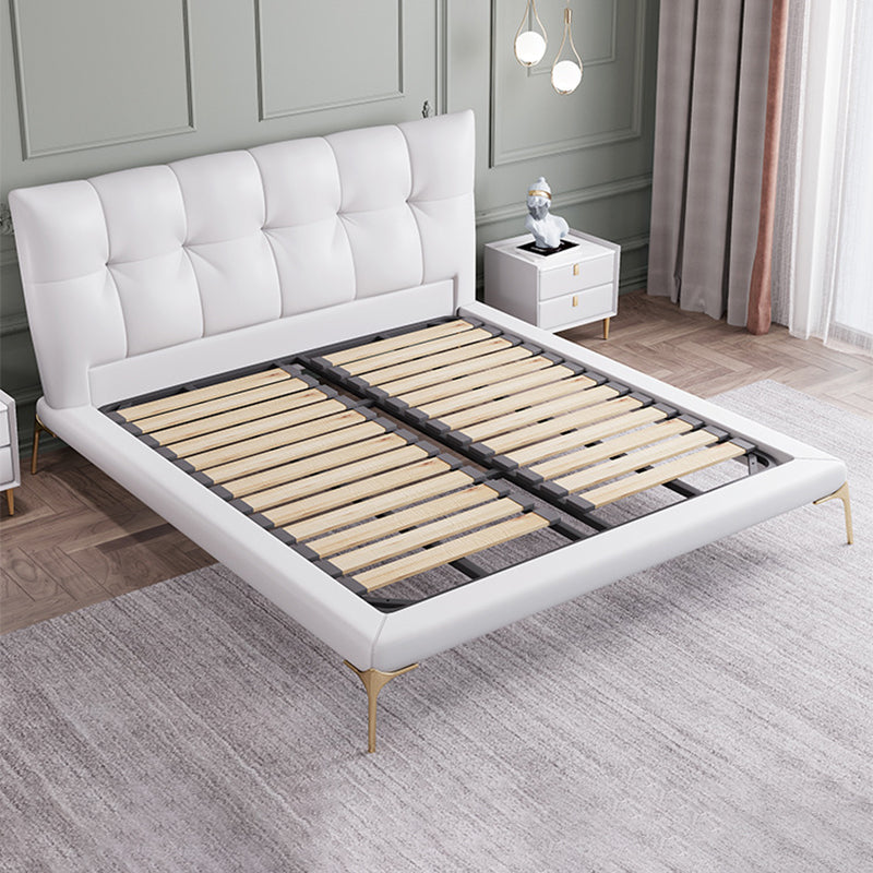 Grey Upholstered Tufted Bed Frame Glam Faux Leather Standard Bed Single Bed Unavailable Clearhalo 'Bedroom Furniture' 'Beds' 'furn' 'furn_beds' 'Furniture' 6449609