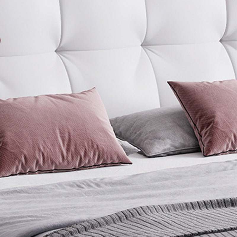 Grey Upholstered Tufted Bed Frame Glam Faux Leather Standard Bed Clearhalo 'Bedroom Furniture' 'Beds' 'furn' 'furn_beds' 'Furniture' 6449611