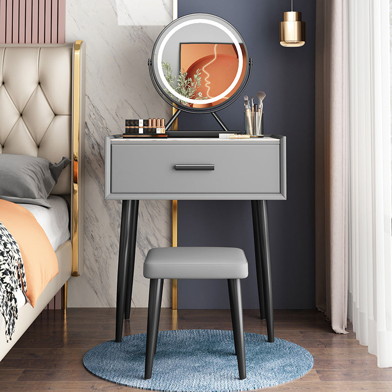 Glam Style 18.5 " Height 1- Drawer Slate Top Table Makeup Vanity Clearhalo 'Bedroom Furniture' 'furn' 'furn_makeup_vanities' 'Furniture' 'Makeup Vanities' 'makeup_vanities' 6449675