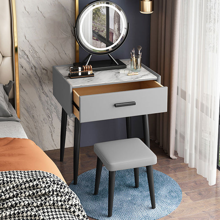 Glam Style 18.5 " Height 1- Drawer Slate Top Table Makeup Vanity Clearhalo 'Bedroom Furniture' 'furn' 'furn_makeup_vanities' 'Furniture' 'Makeup Vanities' 'makeup_vanities' 6449685