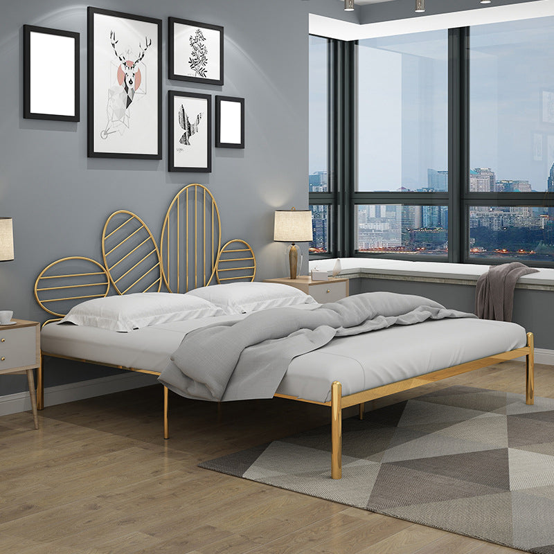 Letto a frame aperto di ferro con testiera e gambe in metallo letto glam 43.3 "h