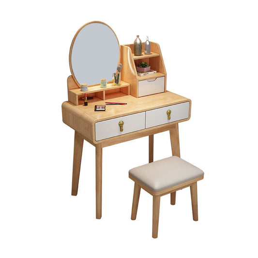 Modern da 15,74 "vanità per trucco in legno massiccio largo con specchio e cassetti