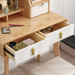 Modern 15.74" Wide Solid Wood Table Makeup Vanity with Mirror and Drawers