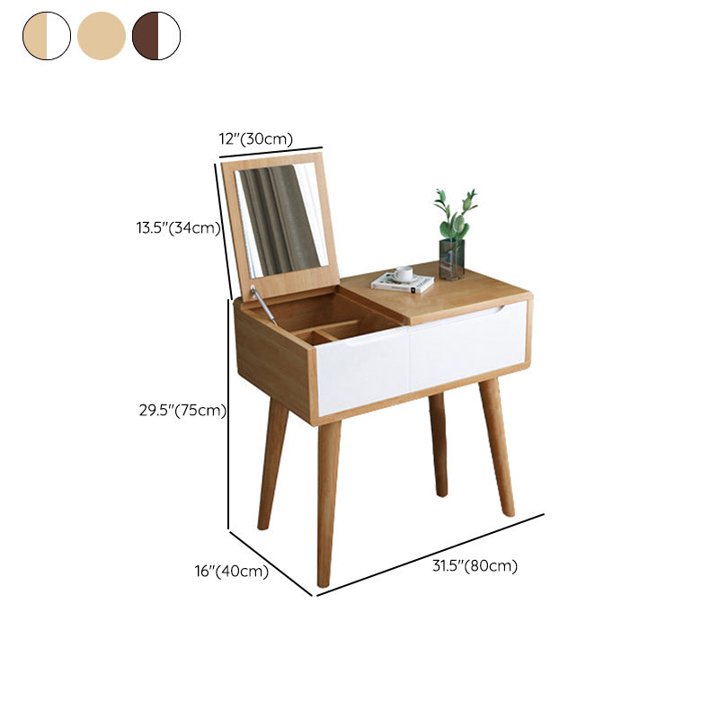 Specchio trucco in legno in legno vanità camera da letto tostata