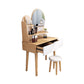 Comò in legno massiccio scandinavo vanità set con sgabelli e 2 cassetti
