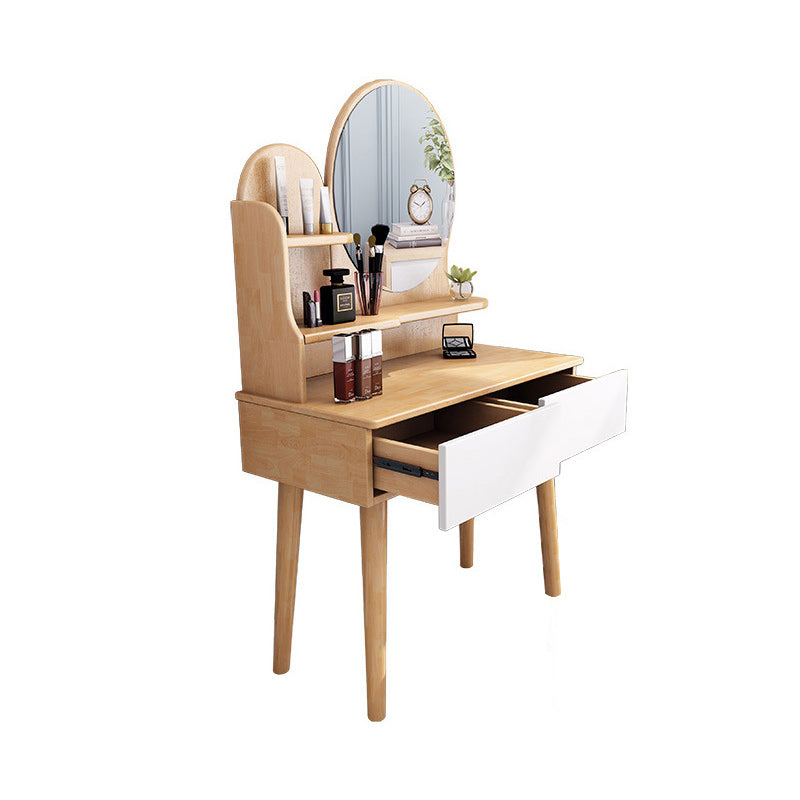 Comò in legno massiccio scandinavo vanità set con sgabelli e 2 cassetti