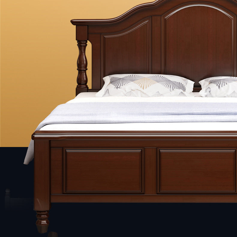 Victorian Camelback Wood Panel Bed 54.3-inch H Bed Frame with Headboard