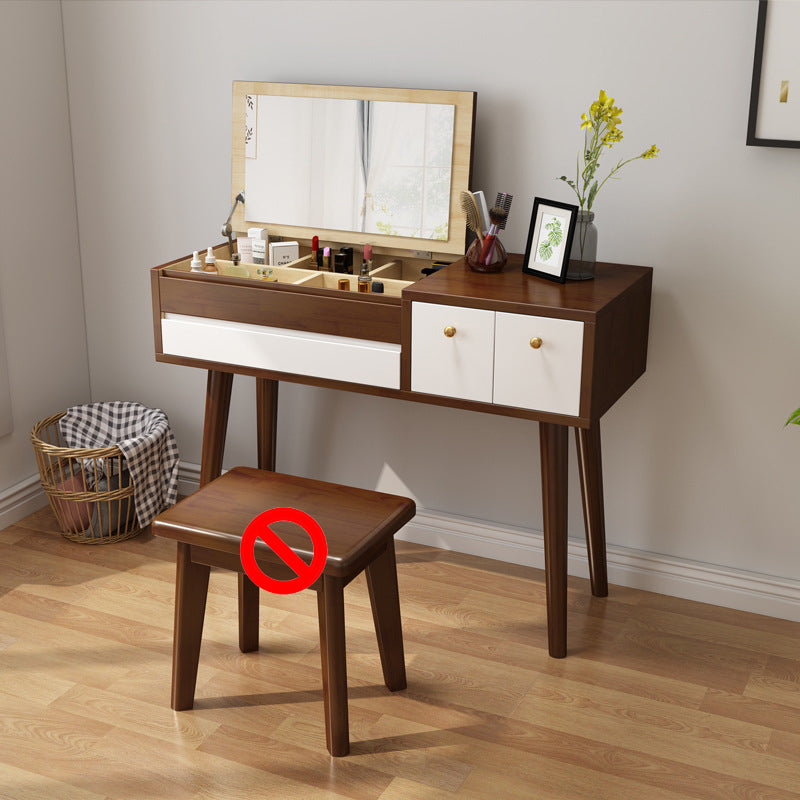 Dollezione da letto da letto in 3 cassetto da letto in legno di gomma Vanity di trucco a flip