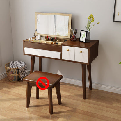 Dollezione da letto da letto in 3 cassetto da letto in legno di gomma Vanity di trucco a flip