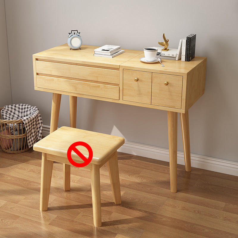 Dollezione da letto da letto in 3 cassetto da letto in legno di gomma Vanity di trucco a flip