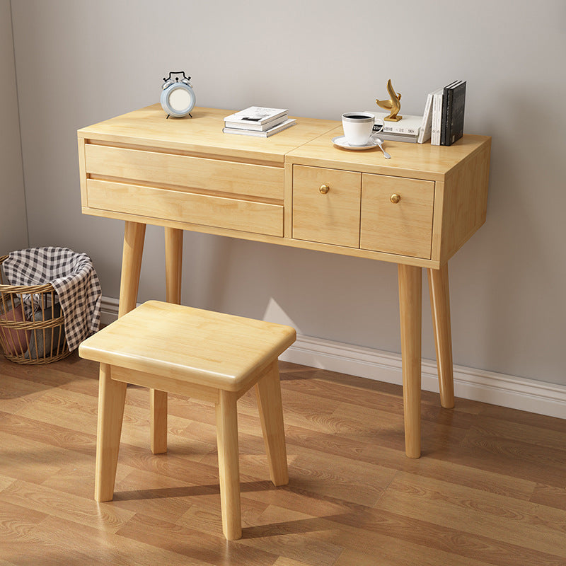 Dollezione da letto da letto in 3 cassetto da letto in legno di gomma Vanity di trucco a flip