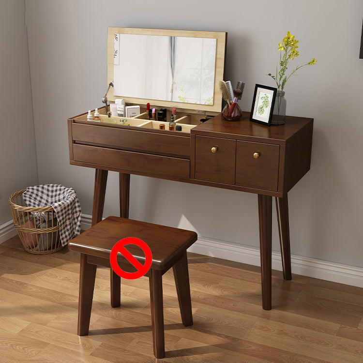 Dollezione da letto da letto in 3 cassetto da letto in legno di gomma Vanity di trucco a flip