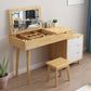Scandinavische houten ijdelheid set flip-top make-upkapidaal met 4 laden
