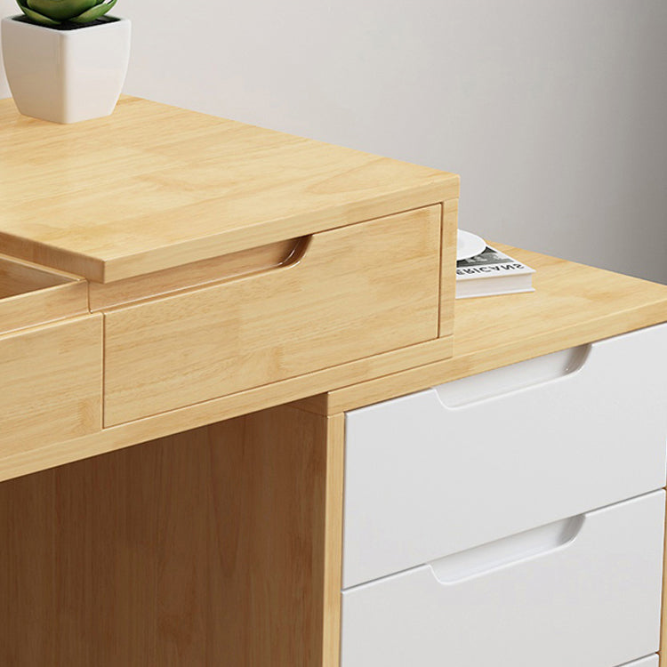 Scandinavische houten ijdelheid set flip-top make-upkapidaal met 4 laden