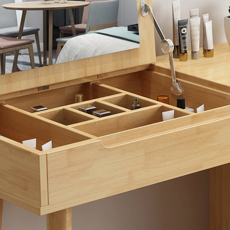 Scandinavische houten ijdelheid set flip-top make-upkapidaal met 4 laden