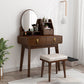 Scandinavian Dressing Table Solid Wood Vanity Makeup Table Set with 3 Drawers