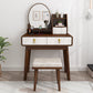 Scandinavian Dressing Table Solid Wood Vanity Makeup Table Set with 3 Drawers