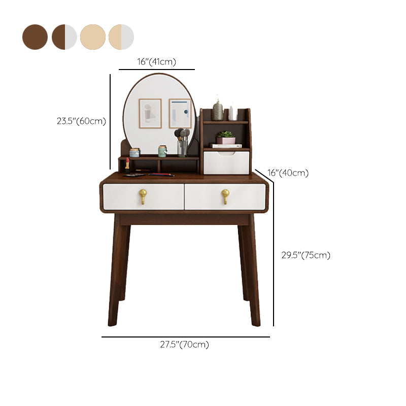 Scandinavian Dressing Table Solid Wood Vanity Makeup Table Set with 3 Drawers