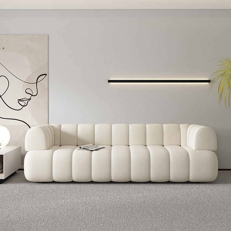 White Contemporary Seating Tuxedo Arm Sofa Sewn Pillow Back for Living Room