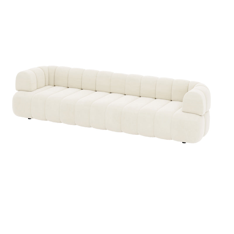 White Contemporary Seating Tuxedo Arm Sofa Sewn Pillow Back for Living Room