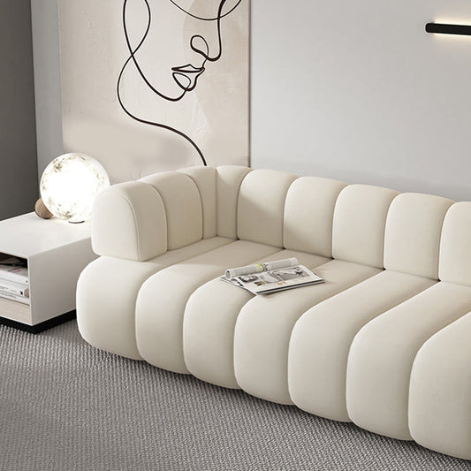 White Contemporary Seating Tuxedo Arm Sofa Sewn Pillow Back for Living Room